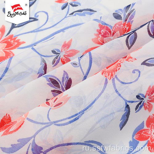 Модные цветочные шифоновые набивные ткани для платья